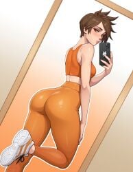 1girls ai_generated ass ass_focus blonde_female female_only overwatch overwatch_2 solo solo_female tagme tracer