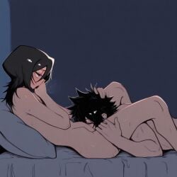 1boy 1girl ai_generated black-haired_female black-haired_male black_hair bleach couple_(romantic) crossover fairy_tail gray_fullbuster intimate rukia_kuchiki sexy