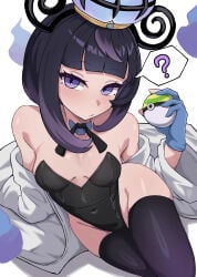 1girls blush breasts bunnysuit female female_only gwynn_(pokemon) hashira_14 leotard looking_at_viewer muku_(pokemon) nintendo pokemon pokemon_legends:_z-a solo thigh_highs thighhighs