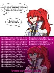canon_genderswap comic dialogue fancomic female_knight genderswap knight ponytail power_perversion re:zero_kara_hajimeru_isekai_seikatsu red_hair reinhard_van_astrea rule_63 shadowed_face text uniform