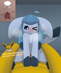 absurd_res blue_body blue_eyes blush bodily_fluids butt butt_grab cervix cowgirl_position crystal cum cum_in_vagina cum_inside duo ears_down eeveedream_(artist) eeveelution eeveelution_squad english_text feet female feral first_person_view from_front_position fur fur_markings generation_1_pokemon generation_4_pokemon genital_fluids genitals glaceon hand_on_butt hi_res impregnation jolteon lazuli_(eeveelution_squad) looking_pleasured male male/female markings nintendo on_bottom on_top penetration penile penile_penetration penis_in_vagina pivoted_ears pokemon pokemon_(species) pull_out purple_eyes sex smile speed_(eeveelution_squad) steam straddling sweat sweatdrop tail tears text toes vaginal vaginal_penetration vulva x-ray_view yellow_body