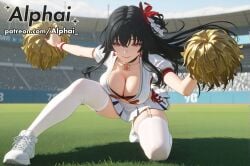 1girl 2025 2026 absurd_res absurdres ai ai-created ai_art ai_assisted ai_generated alphai big_breasts black_hair blushing bows busty cheerleader_outfit cheerleader_uniform choker cinematic_lighting cleavage colored_tips colorful_background depth_of_field detailed_background detailed_hair detailed_skin dramatic_shadows dynamic_pose earrings female female_focus female_only garter_belt garter_straps high_quality high_resolution highres hotori_(neverness_to_everness) hourglass_figure jewelry large_breasts long_hair makeup midriff miniskirt naughty_face neverness_to_everness nte particles patreon patreon_link patreon_url patreon_username pink_tips pompoms posing posing_for_the_viewer public raised_eyebrows red_eyes short_skirt short_sleeves skindentation sneakers soccer_field solo stadium stockings thighhighs upskirt volumetric_lighting wristband