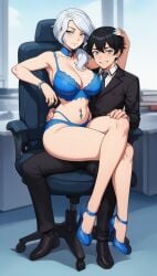 ai_generated belly_piercing high_heels lingerie milf older_female_and_younger_male original_character rwby willow_schnee