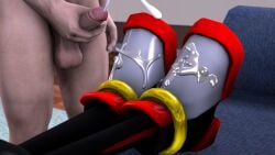 3d 3d_(artwork) black_body black_fur cum cum_on_shoes cumshot feet gay human human_on_anthro humanoid_genitalia humanoid_penis male male/male penis shadow_the_hedgehog shoe_fetish shoes sonic_(series) sonic_the_hedgehog_(series)