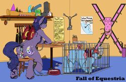 2016 alicorn anal anal_beads anal_sex animal_genitalia animal_penis anthro anus bondage bound bowl breasts broken_horn buttplug cage collar cum cutie_mark dildo duo english_text equine equine_penis eyewear fall_of_equestria fan_character female femsub forgey glasses heart horn horsecock mammal multiple_subs my_little_pony pegasus penetration penis phathusa phathusa_(character) piercing pussy riding_crop sex_toy shackles text vaginal_penetration whip wings