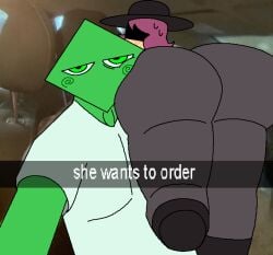 1boy 1boy1girl 2d 2d_(artwork) 2d_artwork ass ass_focus ass_in_face ass_on_face booty butt butt_focus buttocks car carrying_partner ferman ferman_(robloxian) forsaken forsaken_(roblox) green_body green_eyes green_skin jane_doe_(forsaken) looking_at_viewer meme meme_reference pants roblox roblox_game robloxian shirt shoes sweat sweatdrop sweating tagme thick thick_ass thick_thighs yellow_body yellow_skin