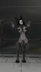 3d big_ass big_balls big_breasts big_penis black_body flared_penis fluffy futanari horsecock malo peace_sign scp-1471 scp-1471-a scp_foundation solo vrchat