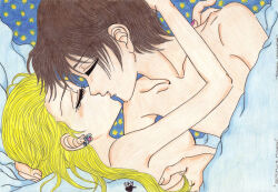 1boy 1boy1girl 1girls 2020s 2023 bed bed_sheet blonde_female blonde_hair brown_hair canon_couple canonical_scene canonical_sex closed_eyes color colored couple couple_(romantic) couple_sex deviantart_link drawing ear_piercing eyes_closed fanart gokinjo_monogatari kiss kissing light_brown_hair long_hair mikako_kouda neighborhood_story on_bed painted_nails piercing pink_fingernails scan short_hair signature traditional_art traditional_drawing_(artwork) tsutomu_yamaguchi white_bed white_bed_sheet