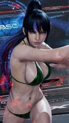 1girls alluring athletic_female bikini black_and_red_and_purple_hair envy15re2lm female_abs fit_female kunimitsu_ii kunoichi lavender_eyes namco sideboob tekken tekken_8 watermelon_bikini