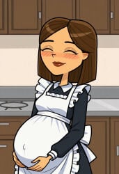 ai_generated amelie_(disventure_camp) amelie_pierre brunette_female disventure_camp disventure_camp:_carnival_of_chaos female female_only hands_on_own_chest holding_pregnant_belly maid maid_apron maid_headdress maid_outfit maid_uniform odd_nation_cartoons pregnant pregnant_belly pregnant_female solo solo_female solo_focus