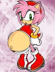 amy_rose anthro anthro_female green_eyes green_eyes_female panties pink_fur pregnant pregnant_anthro pregnant_belly pregnant_female sega sonic_(series) sonic_the_hedgehog_(series)