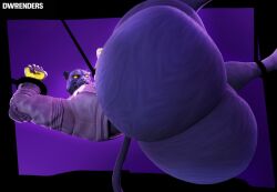 1boy 3d 3d_(artwork) anthro ass ass_focus big_ass black_fur blender bondage_harness boss_koji_(fortnite) clothed diorenders epic_games feline fortnite furry huge_ass hyper_ass looking_at_viewer male male_only panther trapped video_game_character viewed_from_below yellow_eyes