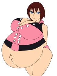 blue_eyes blue_eyes_female brown_hair brown_hair_female busty busty_female enjoying_pregnancy hyper_pregnancy kairi_(kingdom_hearts) kingdom_hearts looking_at_viewer pink_jacket pregnant pregnant_belly pregnant_female