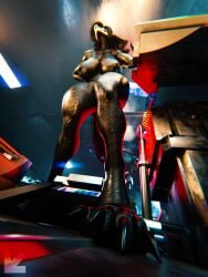 3d 3d_art 3d_render anthro ass breasts explicit female female_only highres hourglass_figure large_breasts mask monster_girl nipples nude nudity paws scp-1471 scp-1471-a_(scrag) scp_foundation scrag_boy_(model) skin skull_mask solo thick_thighs visiuun voluptuous wolf wolf_girl