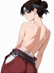 1girls ai_generated bareback brown_eyes brown_hair double_bun female female_only naruto naruto_(series) naruto_shippuden short_hair solo tagme tenten