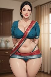 1girls ai ai_art ai_assisted ai_generated arms_behind_back belly_button bindi black_hair black_outline blouse cameltoe cleavage curtains earrings embroidery eyelashes eyeshadow female female_only grok hair_strand half-closed_eyes hourglass_figure housewife indian indian_clothes indian_female indoors inviting large_breasts light-skinned_female lipstick looking_at_viewer mature_female midriff milf mommy nipple_outline pattern_clothing red_pupils revealing_clothes rgomez007 saree sari seductive_look self_upload short_sleeves skimpy skimpy_clothes skindentation slight_smile solo_female stable_diffusion standing thick_eyelashes thick_lips thick_thighs thong thong_straps tied_hair traditional_clothes updo voluptuous warm_lighting wide_hips window window_light