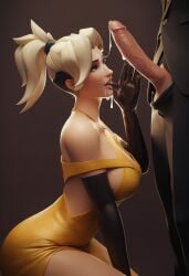 1girls ai_generated blonde_female blonde_hair blue_eyes male mercy overwatch overwatch_2 solo solo_female tagme