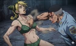 1girl1boy 1girls ai_generated belly belly_button blood_on_face bra damsel_in_distress dominant_male domination female female_dominated female_domination female_focus femsub fight gemini hitting hitting_breasts ia_generated injured injury jojo's_bizarre_adventure jojo_no_kimyou_na_bouken jolyne_cujoh jolyne_kujo lenceria lingerie lingerie_bra lingerie_only lingerie_panties male_dominating maledom maledom/femsub medium_boobs medium_breasts medium_tits panties punch punching punching_breasts ryona saliva spit spit_trail spitting stone_ocean strong_female strong_male strong_woman stronger_female sweat sweatdrop sweating sweaty underwear vomit vomiting westwood