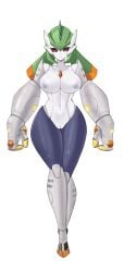 absurd_res armor big_hands biped black_sclera blade bottomwear breasts clothing digital_eyes female future_pokemon gauntlets generation_9_pokemon gloves green_hair grey_body hair handwear hi_res highlights_(coloring) humanoid iron_valiant looking_at_viewer machine medium_breasts nintendo not_furry orange_highlights paradox_pokemon pigtails pokemon pokemon_(species) solo thick_thighs variant vtxnuki_(txnuki) warpina_(nickzilla)
