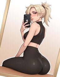 1girls ai_generated ass ass_focus blonde_female blonde_hair female_only mercy overwatch overwatch_2 solo solo_female tagme