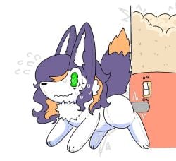 artist_request funny furry green_eyes inflation joke_art living_object living_plushie simple_background stuffed_animal stuffed_toy stuffing stuffing_(material) stuffing_machine worried_expression
