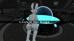 3d alien back_facing_viewer futanari helldivers_2 illuminate_(helldivers) naked_female self_upload text vrchat