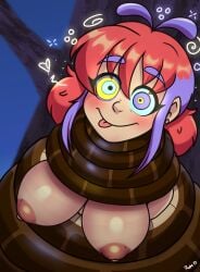 1girls 2025 :p ahoge areolae breasts coiling disney eyelashes female female_only hi_res hypnotized kaa kaa_eyes naomi_(penken) nipples purple_hair red_hair rupie_(artist) sidelocks smile snake the_jungle_book two-tone_hair very_high_resolution wide_eyed