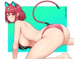 1girls alternate_costume ass bikini breasts cat_ears cat_tail collar colored curvy curvy_figure earrings exposed_back fake_animal_ears fake_tail jewlery kaos_art large_ass large_breasts looking_at_viewer monolith_soft nintendo pyra red_eyes red_hair smiling smiling_at_viewer suggestive_pose swimsuit tagme thick_thighs thighs tiara xenoblade_(series) xenoblade_chronicles_2