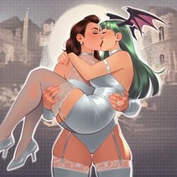 2girls ai_generated big_ass big_breasts big_thighs breasts capcom crossover curvaceous curvy curvy_figure darkstalkers digital_media_(artwork) female female_only genderswap_(mtf) hips hourglass_figure huge_ass huge_breasts huge_thighs humanoid large_ass large_breasts large_thighs legs light-skinned_female light_skin marvel marvel_comics marvel_vs._capcom mature mature_female morrigan_aensland peter_parker petra_parker phophopho rule_63 slim_waist spider-man spider-man_(series) spider-woman succubus thick thick_hips thick_legs thick_thighs thighs voluptuous waist wedding_dress wedding_lingerie wedding_night wedding_veil wide_hips wide_thighs yuri
