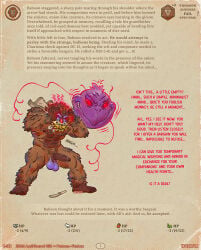 5_fingers abs anthro armpit_hair baboon baboon-appetit balls bargained_consent bargaining bath_towel beard biceps big_balls big_penis blue_balls blue_genitals bodily_fluids body_hair butterknife cape cape_only casual_nudity clothing d20 deal demon demonic dice dice_roll digital_media_(artwork) dungeons_and_dragons english_text erection facial_hair feet fingers flaccid food foreskin fruit fur furry_arms furry_legs genital_fluids genitals glowing glowing_eyes hair hairy hairy_forearms hairy_hands haplorhine hasbro hotsatyr huge_balls huge_penis humanoid_genitalia humanoid_penis illustrated_story improvised_clothing improvised_weapon key kitchen long_penis male mammal melee_weapon mind_alteration mind_control monkey mostly_nude mostly_nude_anthro mostly_nude_male muscular muscular_anthro muscular_male mythology nipples nude nude_anthro nude_male offscreen_character old_world_monkey onion pecs penile penis plant primate profanity pubes pupils red_eyes shocked simple_background smaller_balls_bigger_penis smile solo story story_in_picture teeth telepathic_link text the_dungeon_(hotsatyr) tight_balls towel towel_cape tusks unnamed_character vegetable warrior weapon wizards_of_the_coast