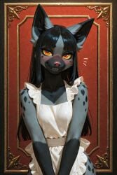 1girls ai_generated anthro_female black_hair dog_girl female generation_3_pokemon gray_fur long_hair nina_(scorpianpp) orange_eyes original_character pokemon pokemon_(species) poochyena scorpianpp self_upload stable_diffusion