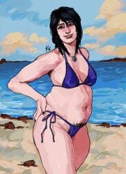 bandai_namco beach bikini busty chubby elden_ring female female_only fromsoftware knavyknight looking_at_viewer pinup pubic_hair smiling_at_viewer sorceress_sellen