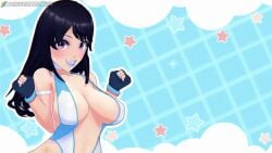 3d animated animated_background animation asian asian_female ass ass_crack ass_jiggle bangs bent_wrist bicep_strap big_ass black_gloves black_hair blender_(software) blue_lipstick blue_nails blush boots bouncing_breasts bouncy breasts cleavage cleavage_cutout colorful_background dancing eyelashes eyeliner eyeshadow female female_focus female_only gloves japanese japanese_female kimiko_nagasawa large_breasts leotard lipstick long_hair looping_animation makeup nail_polish navel original pale-skinned_female pale_skin purple_eyes star_on_body stars_on_ass stars_on_thighs thick_thighs thighhighs thighs triggerbunbun violet_eyes white_boots white_thighhighs wrestler wrestling_outfit
