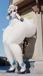 aether_(genshin_impact) ass ass_bigger_than_head ass_body assjob barbara_(genshin_impact) blonde_hair bubble_butt butt buttcrush buttjob engulfing_buttjob female fully_clothed genshin_impact healing hips hips_wider_than_shoulders hyper_bottom_half hyper_thighs leggings male mmd mmdelight nun size_fetish thighs unaware unaware_buttcrush white_skin