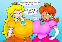 2girls ai_generated ass big_ass big_breasts big_butt big_hips big_thighs blonde blonde_hair booty breast_to_breast brown_hair brunette butt cleavage curvaceous curvaceous_body curvaceous_female curvaceous_figure curves curvy curvy_body curvy_female curvy_figure cute cute_face dumptruck_ass dumptruck_butt female female_only gigantic_ass gigantic_breasts gigantic_hips giggling hand_to_mouth hand_to_own_mouth hips huge_ass huge_breasts large_ass large_breasts large_hips large_thighs laughing lubbasdump mario_(series) massive_ass massive_breasts midriff nintendo patreon princess princess_daisy princess_peach royalty smirking smug thighs wide_hips winking