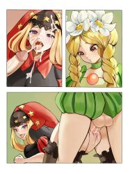 1futa 1girls big_breasts big_penis blonde_hair breasts clothed clothing cum cum_in_mouth doggy_style duo ejaculation erection facial female futa_on_female futanari human light-skinned_female light-skinned_futanari light_skin long_hair mercedes_(odin_sphere) mostly_clothed odin_sphere oral_creampie penis sex stockings tamik_boom tongue tongue_out velvet_(odin_sphere)