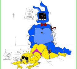 bonnie_(fnaf) cupcake_(fnaf) edit female five_nights_at_freddy's five_nights_at_freddy's_2 medium_ass poster robot straight talking toy_chica_(fnaf) withered_bonnie