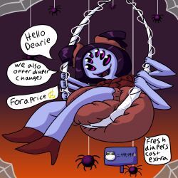 1girls arachnid arachnid_humanoid diaper diaper_fetish female grelmer muffet puffy_diaper spider spider_girl spider_humanoid toby_fox undertale undertale_(series)