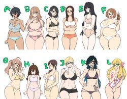 12girls 6+girls a-chan_(ryo_agawa) abs agawa_ryou ahoge b-chan_(agawa_ryou) b-chan_(ryo_agawa) bags_under_eyes bangs big_belly bikini black-framed_eyewear black_bikini black_nails blonde_hair blue_hair blush bow boyshort_panties bra braid breasts brown_eyes brown_hair c-chan_(ryo_agawa) cleavage colored commentary corset crop_top crossed_arms curvy d-chan_(ryo_agawa) double_v drill_hair e-chan_(ryo_agawa) eyebrow_piercing f-chan_(agawa_ryou) f-chan_(ryo_agawa) fat female female_focus female_only flat_chest flat_color flat_colors food forehead g-chan_(agawa_ryou) g-chan_(ryo_agawa) glasses gradient_hair green_eyes grin h-chan_(ryo_agawa) hair_between_eyes hair_bow hair_over_one_eye hand_on_hip huge_breasts i-chan_(ryo_agawa) j-chan_(agawa_ryou) j-chan_(ryo_agawa) k-chan_(agawa_ryou) k-chan_(ryo_agawa) kebab l-chan_(agawa_ryou) l-chan_(ryo_agawa) large_breasts lineup lip_piercing lips lipstick looking_at_viewer makeup medium_breasts meganekko_heaven mismatched_bikini multicolored_hair multiple_girls nail_polish navel orange_bikini original original_characters pale_skin panties piercing pink_hair plump ponytail purple_lips red_eyes ryo_agawa saliva semi-rimless_eyewear short_hair simple_background size_comparison small_breasts smile sports_bra standing strap_gap striped striped_bikini striped_panties swimsuit tagme take_your_pick tan tankini tattoo thick_eyebrows thick_thighs thighs toned towel towel_around_neck tsurime twin_braids twintails under-rim_eyewear underwear underwear_only v very_short_hair white_background white_bikini white_panties wide_hips