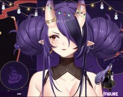 1girls female hair_over_one_eye hannahhyrule light-skinned_female light_skin oni oni_horns pale-skinned_female pale_skin pirate_girl purple_hair screenshot virtual_youtuber