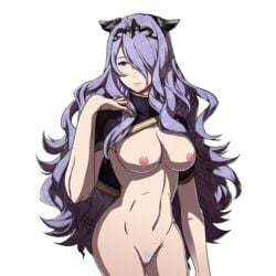 1girls big_breasts camilla_(fire_emblem) edit female_pubic_hair fire_emblem fire_emblem_fates horns long_hair nintendo nipples nude nude_edit nude_female nude_filter one_eye_covered pubic_hair purple_hair pussy revision samuraijam34 solo solo_female very_long_hair wavy_hair