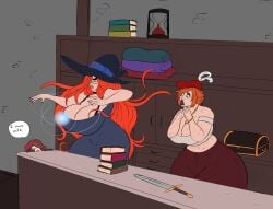 big_booty big_breasts owlizard redheadchan sandymoo wizard wizard_hat