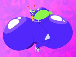 1girls alien alien_girl ass_bigger_than_head belly_bigger_than_head breasts_bigger_than_head gigantic_ass gigantic_belly gigantic_breasts green_bra green_sunglasses high_heels huge_ass huge_belly huge_breasts knick_knack shiny_skin slayerfruit smile smiling_at_viewer sunglasses