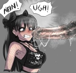 2d 2d_(artwork) 2d_artwork animal_genitalia animal_penis asuka_langley_sohryu equine_penis erection eyeliner female femsub feral german_text goth goth_asuka goth_tomboy horse horse_penis horsecock imminent_rape maledom maledom_caption neon_genesis_evangelion shocked_expression sinsigat teeth tomboy twintails zoophilia