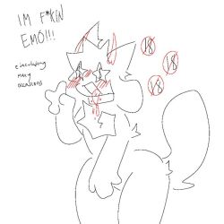 1other ambiguous_gender anthro body_fur crystal_(kittydogcrystal) doodle fluffy_tail furry furry_only kittydog_(species) kittydogcrystal line_art no_visible_genitalia other_only solo tongue tongue_out