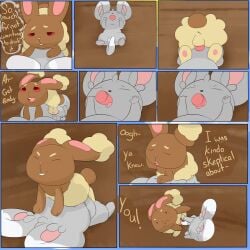 animated anthro buneary comic deepthroat dialogue face_fucking female feral furry male minccino penis pokémon_(species) pokemon pokemon_(species) pussy tagme yumei