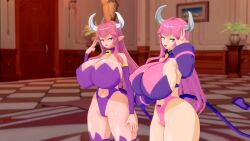 3d big_breasts bimbo breasts disgaea gigantic_breasts huge_breasts huge_thighs hyper_breasts koikatsu large_breasts massive_breasts nippon_ichi_software pink_hair succubus succubus_(disgaea) succubus_costume succubus_horns succubus_tail thick_thighs thighs totenafterdark wide_hips