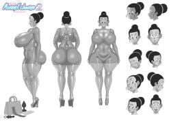 chichi dragon_ball expression_sheet female_only high_heels model_sheet platform_heels repv sex_toy tagme