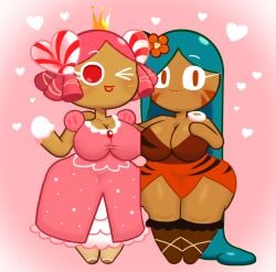 cookie_run cookie_run_kingdom duo duo_female duo_focus no_sex pangotime princess_cookie tiger_lily_cookie twins_(lore)