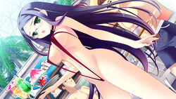 2boys female glasses green_eyes multiple_boys pochi_to_goshujin-sama public purple_hair sling_bikini